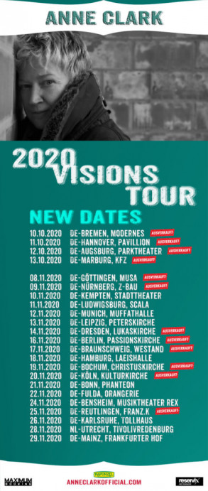 Anne Clark 2020 visions Tour neue Termine