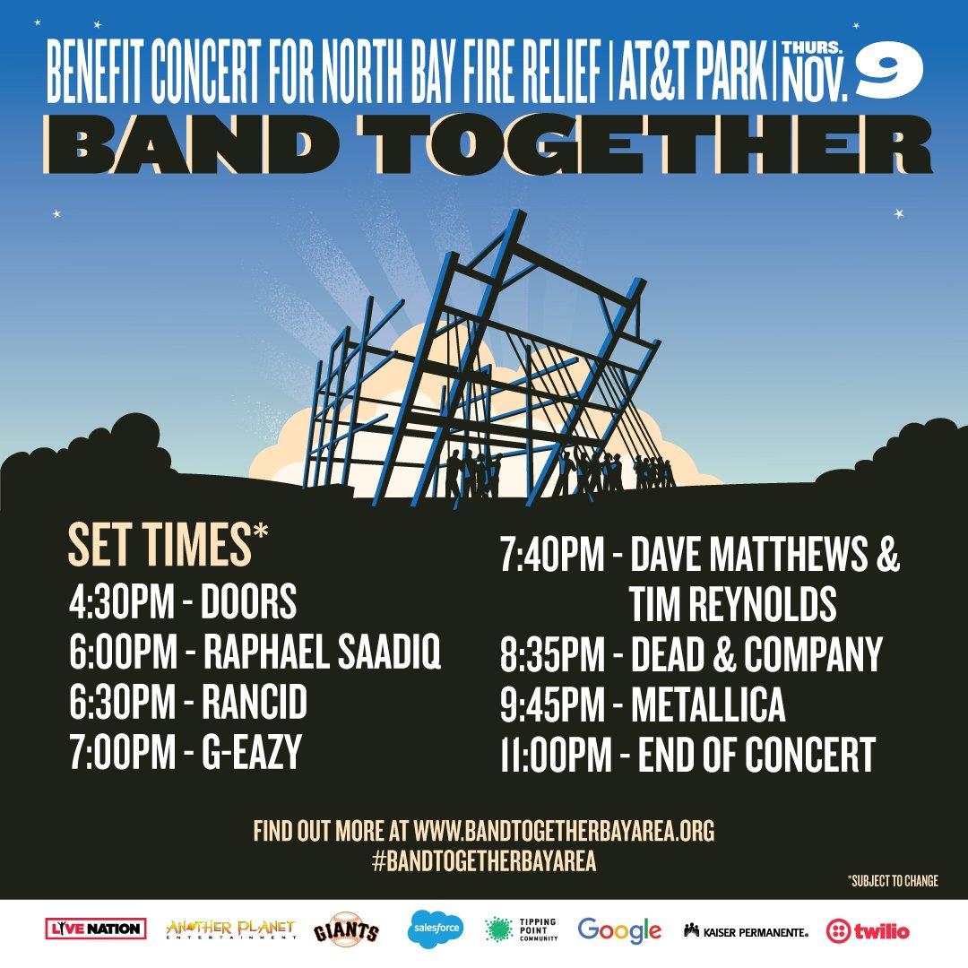 Band Together Bay Area Benefit - Set Times