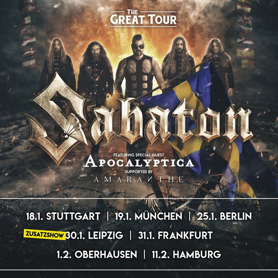 Sabaton Tour 2020 mit Leipzig