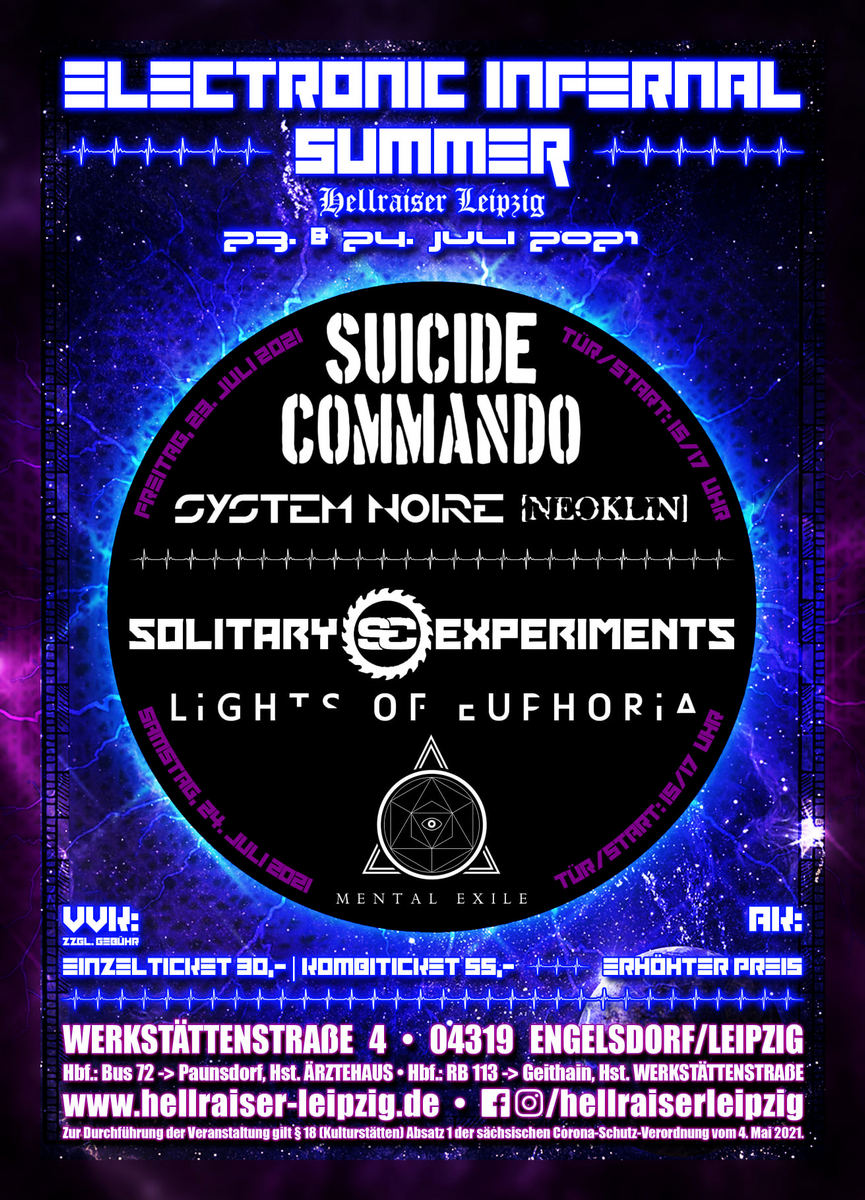 Electronic Infernal Summer Hellraiser Leipzig 2021 Flyer Bands Tickets
